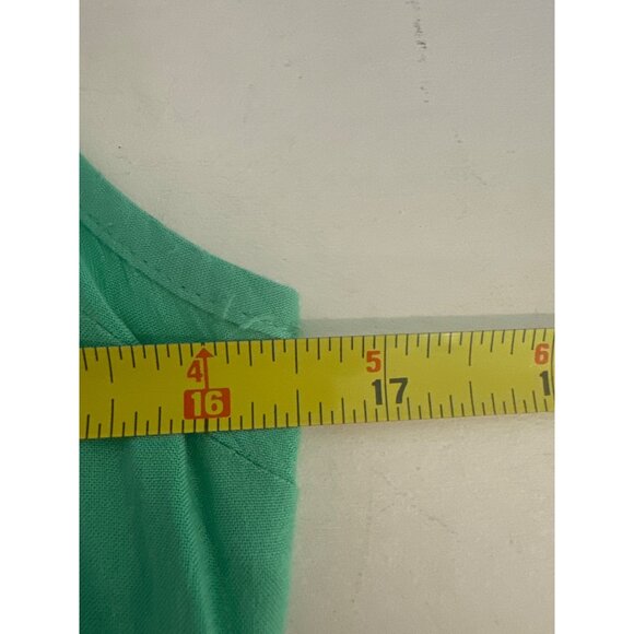 Umgee Women Top Sz S Green Sleeveless Tunic Tasseled Boho Stripes Peasant Hippie - Picture 4 of 7